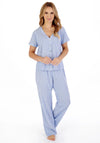 Slenderella Textured Stripe V-neck Pyjama Set, Blue