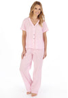 Slenderella Textured Stripe V-neck Pyjama Set, Pink