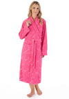Slenderella Floral Jacquard Towelling Bath Robe, Pink
