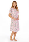 Slenderella Tropical Print Short Sleeve Nightdress, Pink
