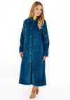 Slenderella Womens Zig Zag Pattern Fleece Button Housecoat, Teal