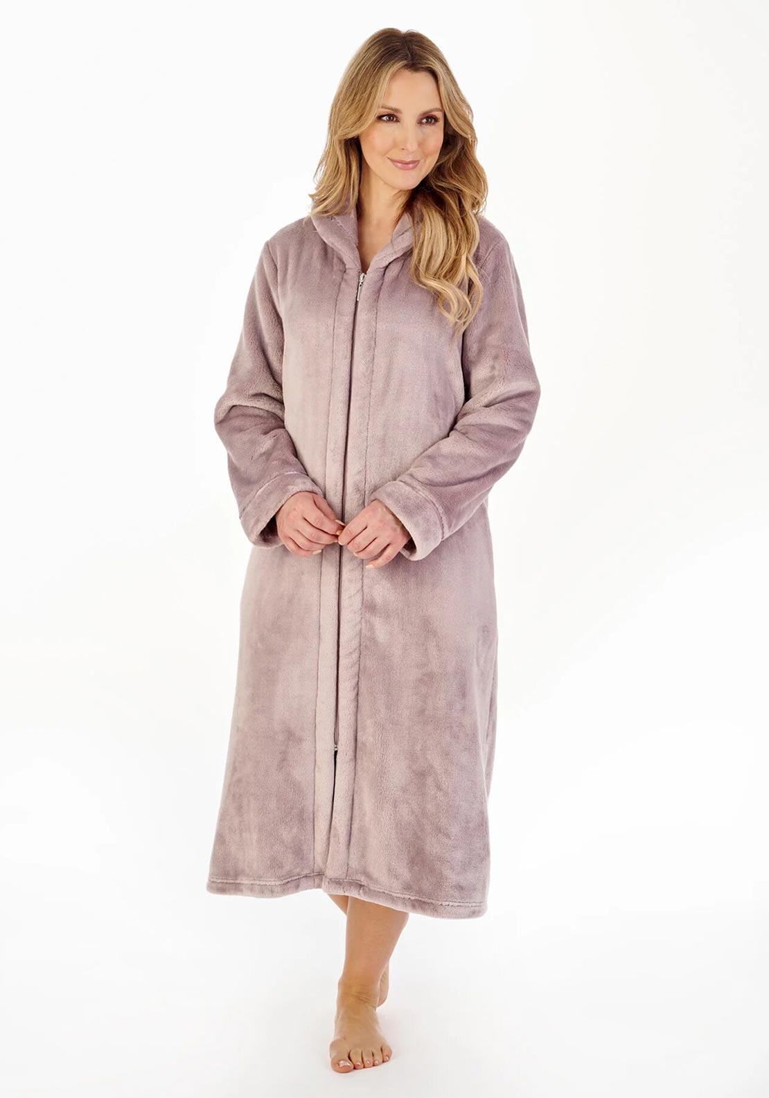 Slenderella Luxury Zip Fastening Dressing Gown, Mink