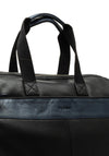 Sloane Mens Leather Weekend Bag, Black & Navy