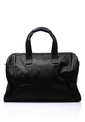 Sloane Mens Leather Weekend Bag, Black & Navy