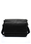 Sloane Mens Leather Messenger Bag, Black & Navy