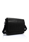 Sloane Mens Leather Messenger Bag, Black & Navy