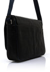 Sloane Mens Leather Messenger Bag, Black & Navy
