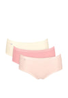 Sloggi Basic 3 Pack Midi Brief, Pink Multi
