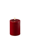 Deluxe Homeart LED Small Narrow Pillar 7.5x10cm Candle, Bordeaux Red