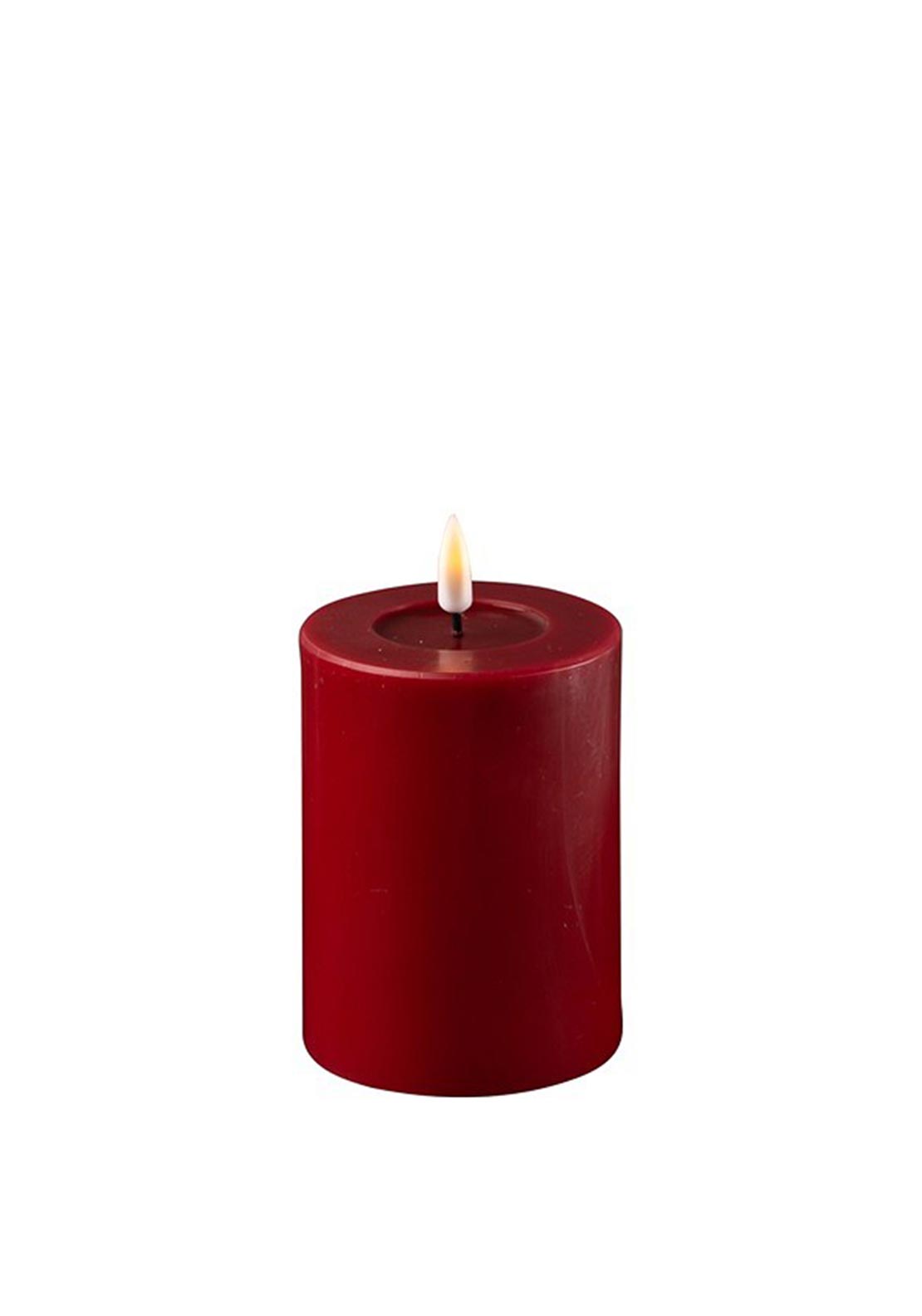 Deluxe Homeart LED Small Narrow Pillar 7.5x10cm Candle, Bordeaux Red
