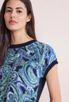 Street One Material Mix Print Top, Intense Aqua