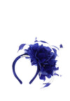 Snoxwell & Gwyther Diamante Floral & Feather Headpiece, Royal Blue