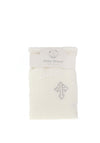 Snuggle Baby Knit Christening Shawl with Cross, White