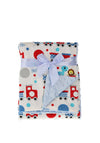 Watch Me Grow Train Print Baby Blanket, Blue Multi