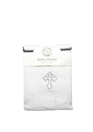 Snuggle Baby Christening Shawl, White