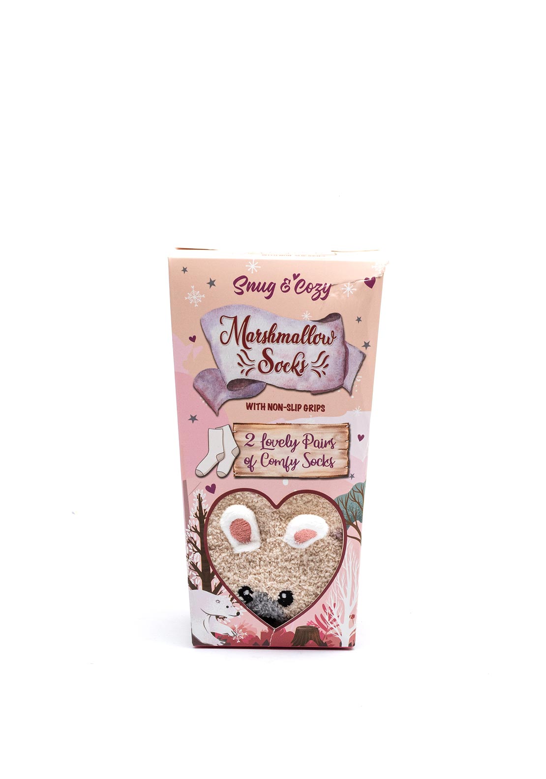 Brandwell 2 Pack Non Slip Bear Socks, Beige and Pink