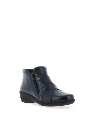 Softmode Clara Leather Patent Dual Zip Boots, Navy