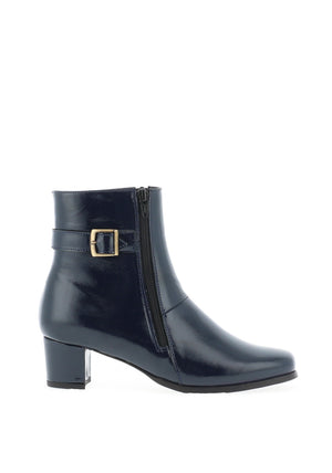 Softmode Kelly Patent Dual Zip Heeled Boots, Navy