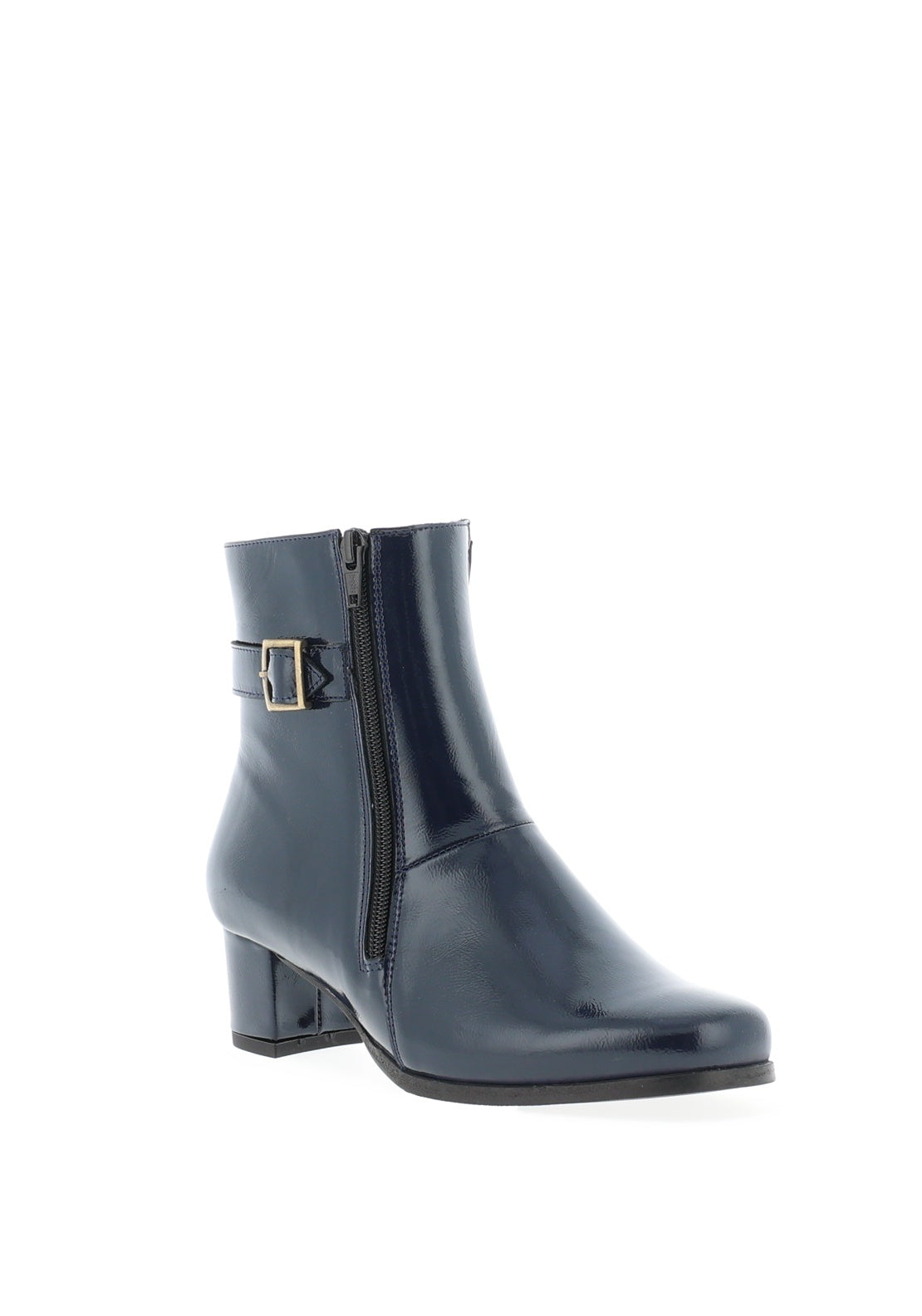 Softmode Kelly Patent Dual Zip Heeled Boots, Navy