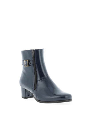 Softmode Kelly Patent Dual Zip Heeled Boots, Navy