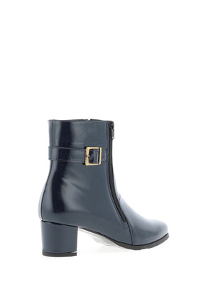 Softmode Kelly Patent Dual Zip Heeled Boots, Navy
