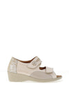 Softmode Stacey Shimmering Leather Sandals, Beige