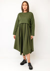 SOHO-T Vera Contrast Asymmetric Midi Dress, Green