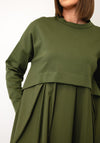 SOHO-T Vera Contrast Asymmetric Midi Dress, Green