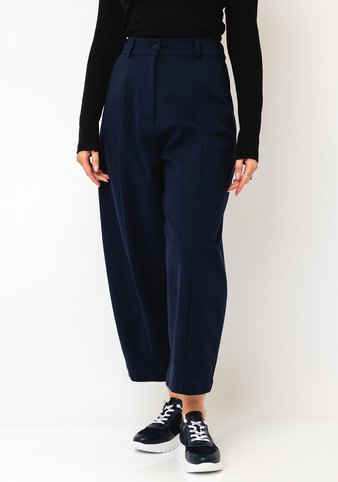 SOHO-t Telma Cropped Wide Leg Trousers, Navy