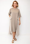 SOHO-t Vicky Jersey Contrast Asymmetric Dress, Taupe