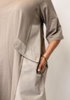 SOHO-t Vicky Jersey Contrast Asymmetric Dress, Taupe