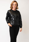Elsewhere Faux Leather Crinkled Top, Black