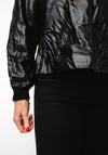 Elsewhere Faux Leather Crinkled Top, Black