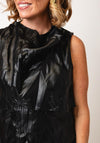 Elsewhere Faux Leather Asymmetric Waistcoat, Black