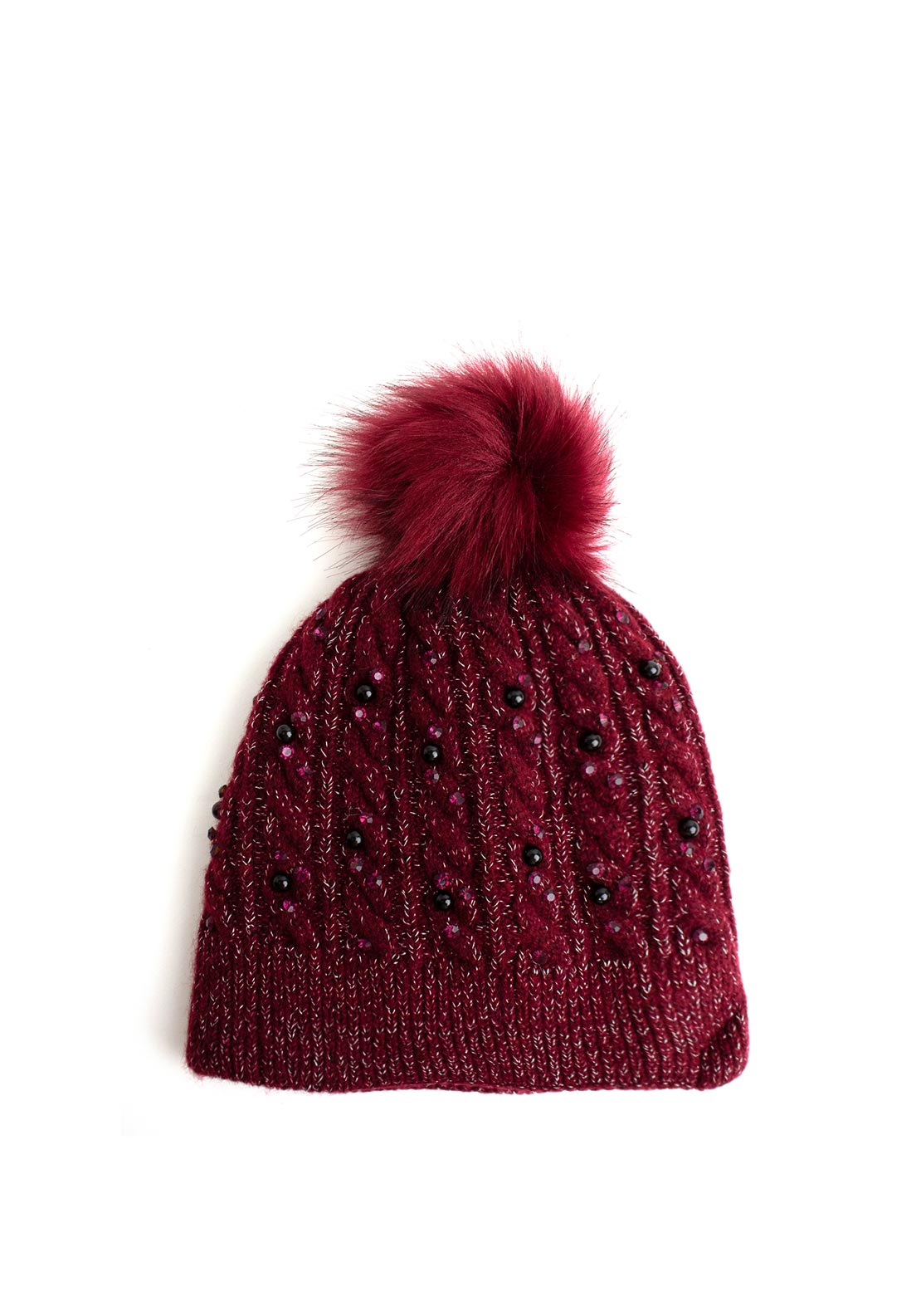 Brandwell Something Special Embellished Bobble Hat, Wine