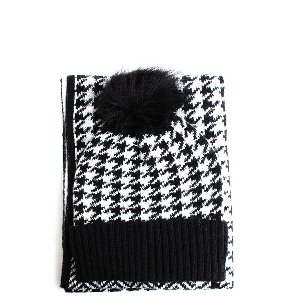 Brandwell Something Special Houndstooth Hat and Scarf Set 