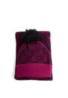 Brandwell Something Special Houndstooth Hat and Scarf Set, Black and Raspberry