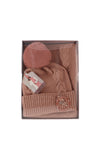 Something Special Cable Knit Hat & Brooch with Matching Scarf, Blush