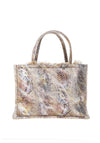 Sorena Metallic Snake Print Large Tote Bag, Taupe