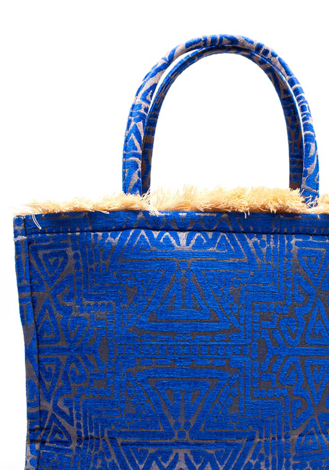 Sorena Poliaigos Greek Print Large Tote Bag, Blue