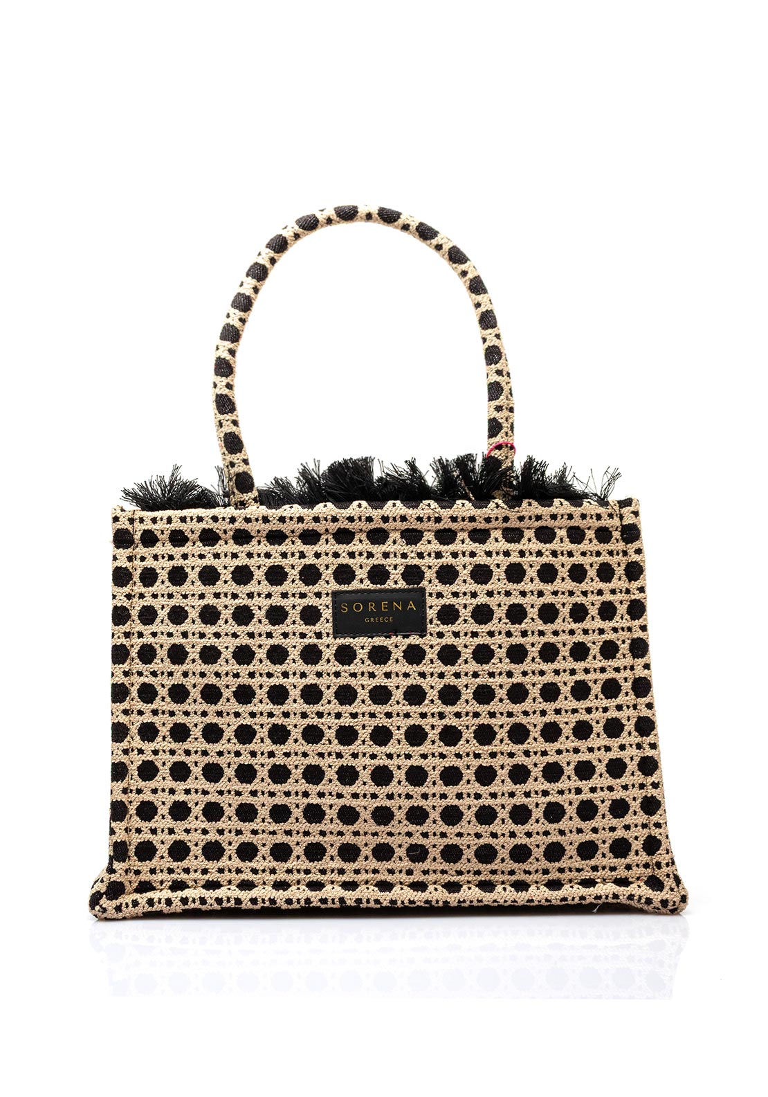 Sorena Panarea Spot Medium Tote Bag, Black & Beige