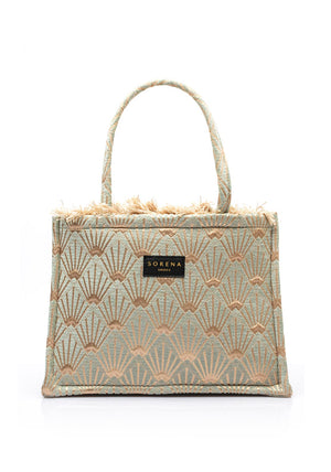 Sorena Arxipelagos Marble Medium Tote Bag, Mint & Gold