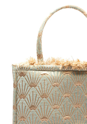 Sorena Arxipelagos Marble Medium Tote Bag, Mint & Gold