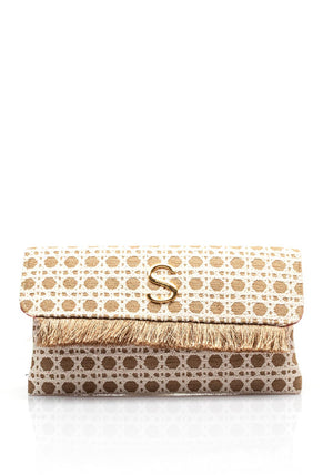 Sorena Harites Panarea Spot Clutch Bag, Beige & Cream