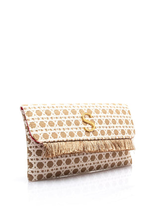 Sorena Harites Panarea Spot Clutch Bag, Beige & Cream