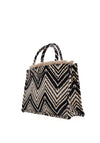 Sorena Koufonisi Velvet Zig Zag Tote Bag, Black