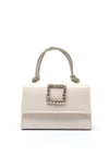 Sorento Meadow Point Diamante Brooch Distressed Mini Grab Bag, Cream