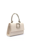 Sorento Meadow Point Diamante Brooch Distressed Mini Grab Bag, Cream