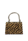 Sorento Meadow Point Diamante Brooch Zebra Print Mini Grab Bag, Black & Tan