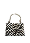 Sorento Meadow Point Diamante Brooch Zebra Print Mini Grab Bag, Black & Cream